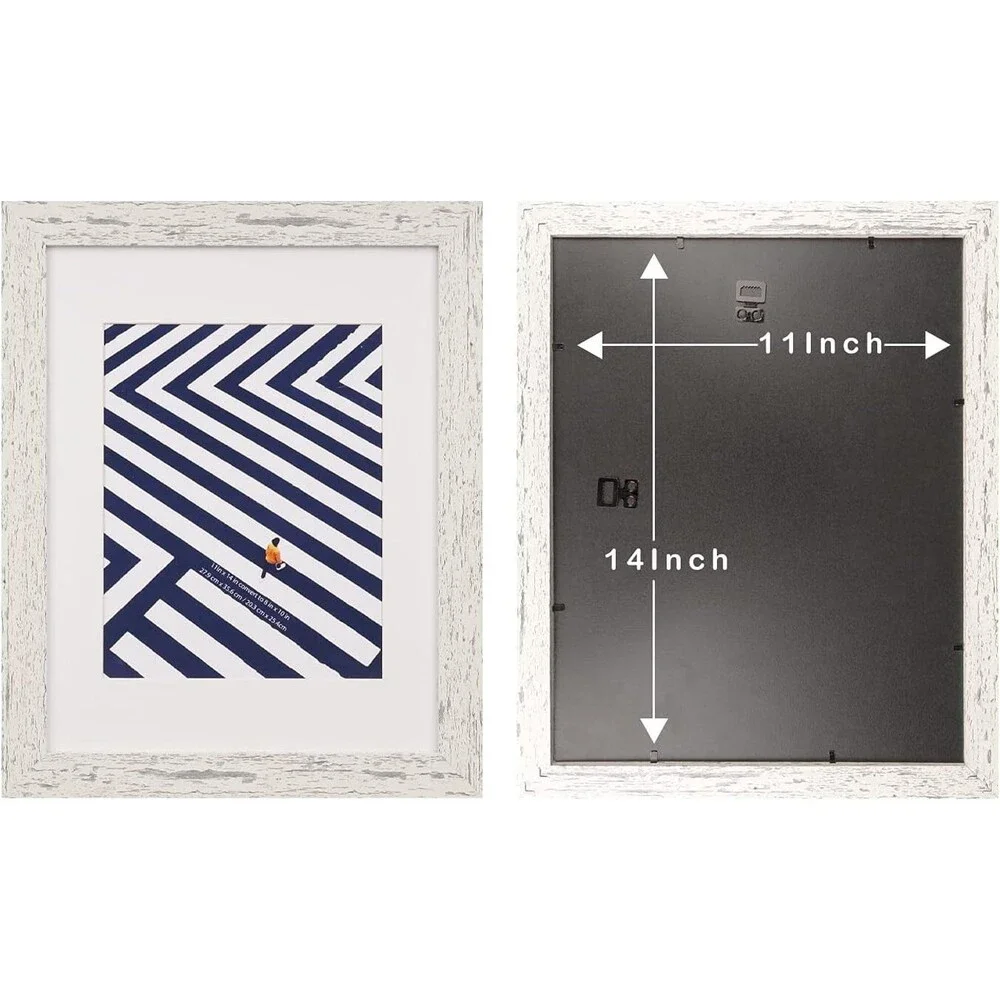 11x14 inch White Picture Frame 2 Pcs in 1 set Can Display 8x10 Picture with Mat
